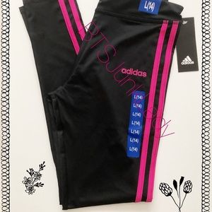 💕Adidas Black & Pink Leggings Size 14 GirlsLarge